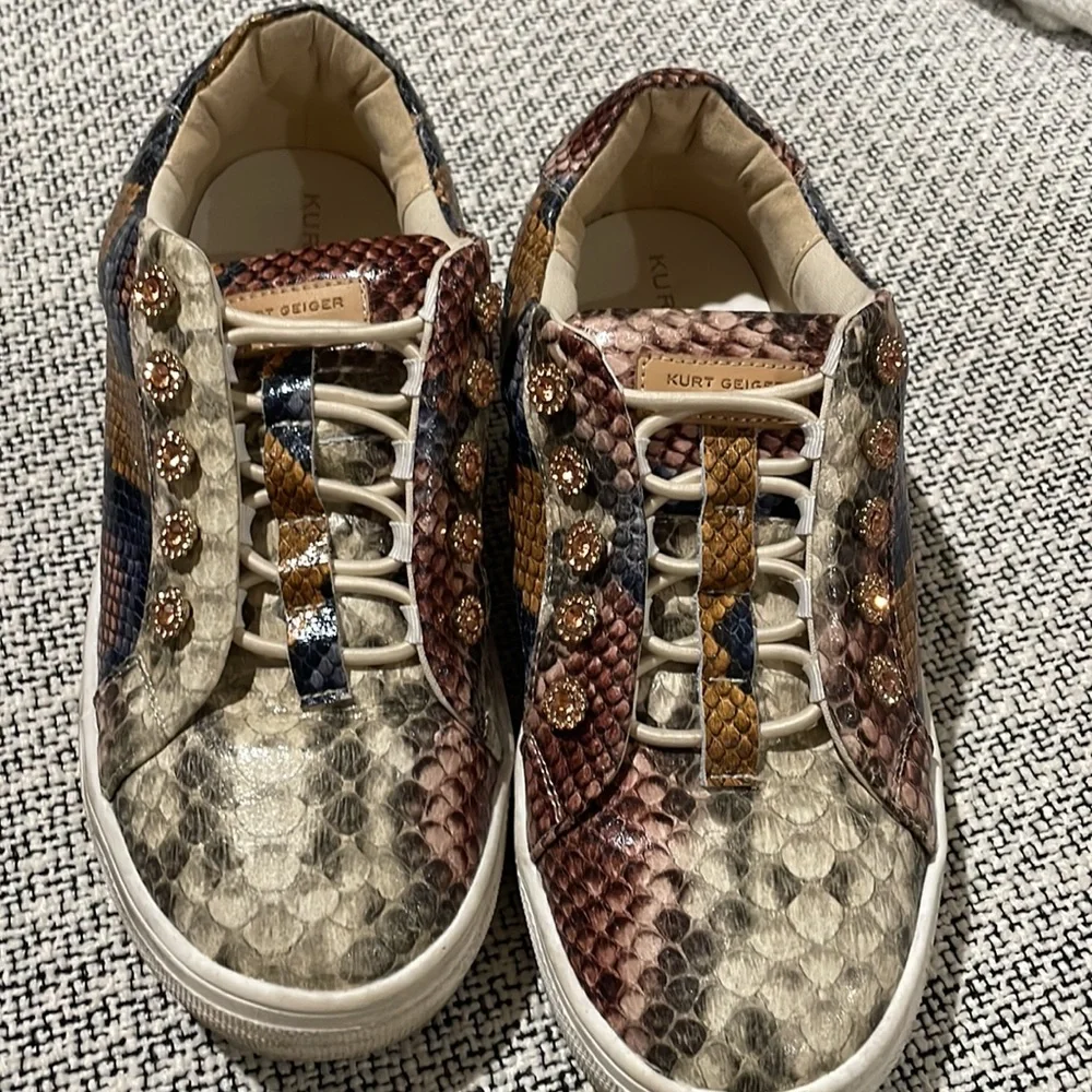Girls' Snake-Print Lace-Up Dress Sneakers in Multi-Color